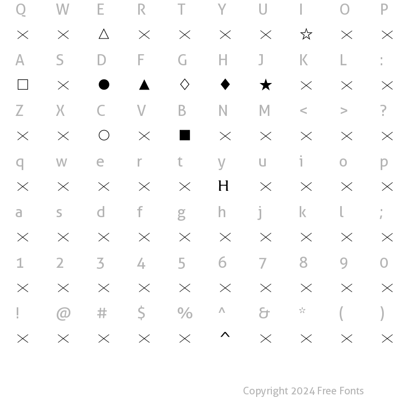 Character Map of JaguarJCPi Regular