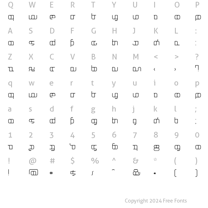 Character Map of Jakone Extended Regular