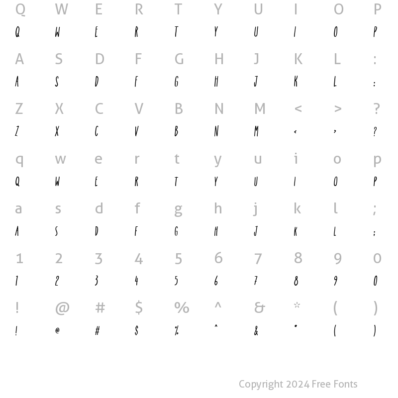 Character Map of JAKSOUTH-Italic Italic