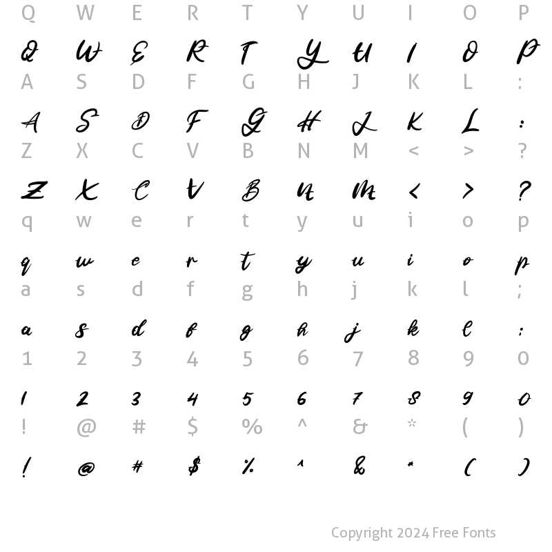 Character Map of Jalie Regular