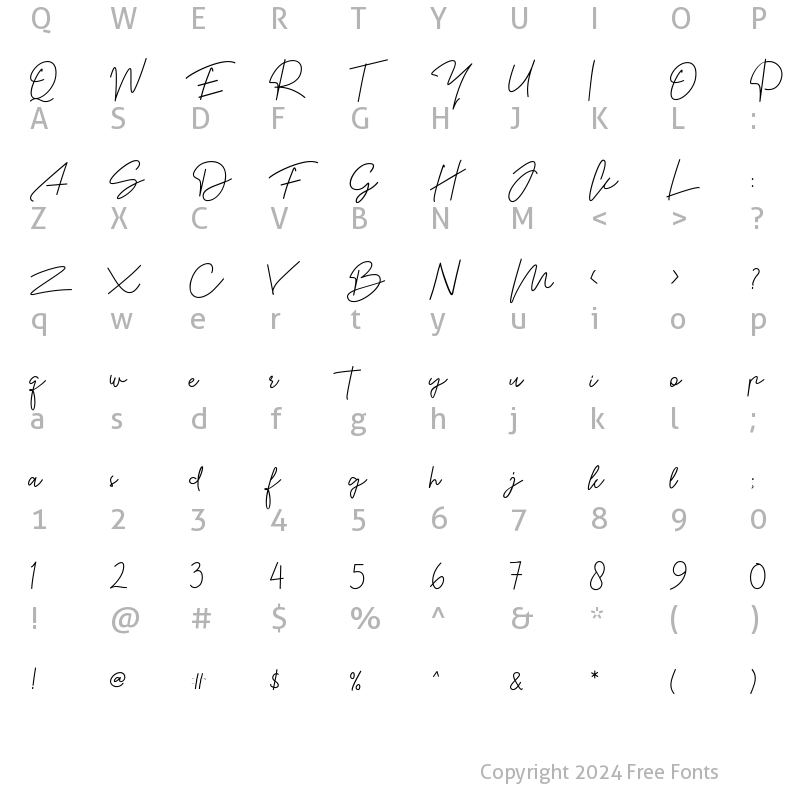 Character Map of Jalliestha Regular