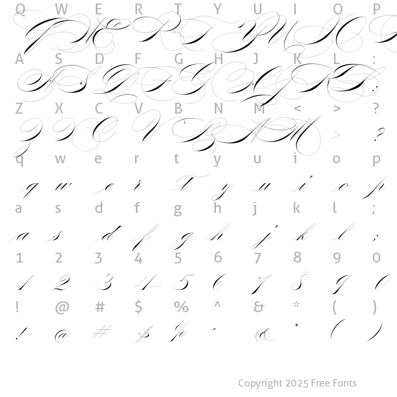 Character Map of Jamaica Script Regular