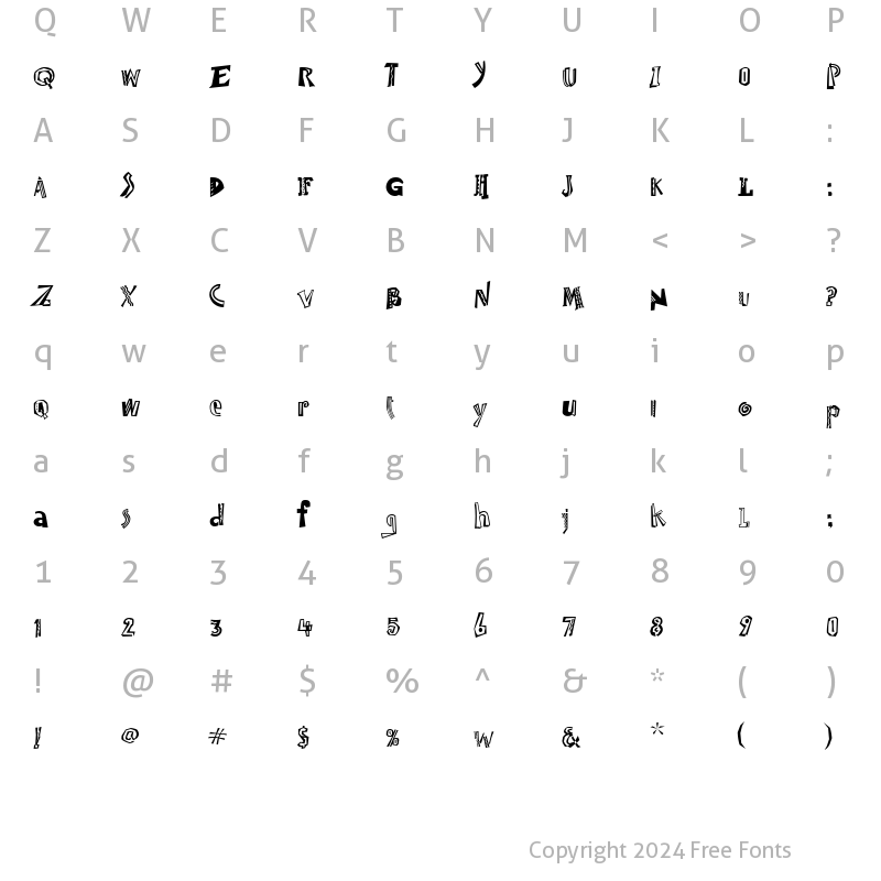 Character Map of Jambalaya Too ITC TT Roman