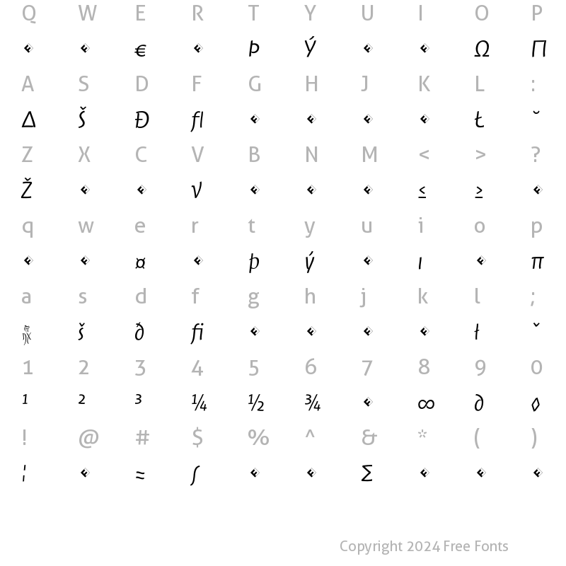 Character Map of Jambono-LightExpert Regular