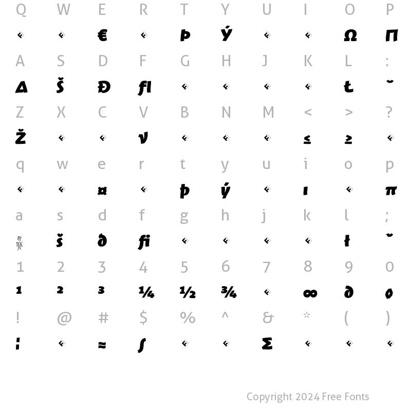 Character Map of JambonoTF-BlackExpert Regular