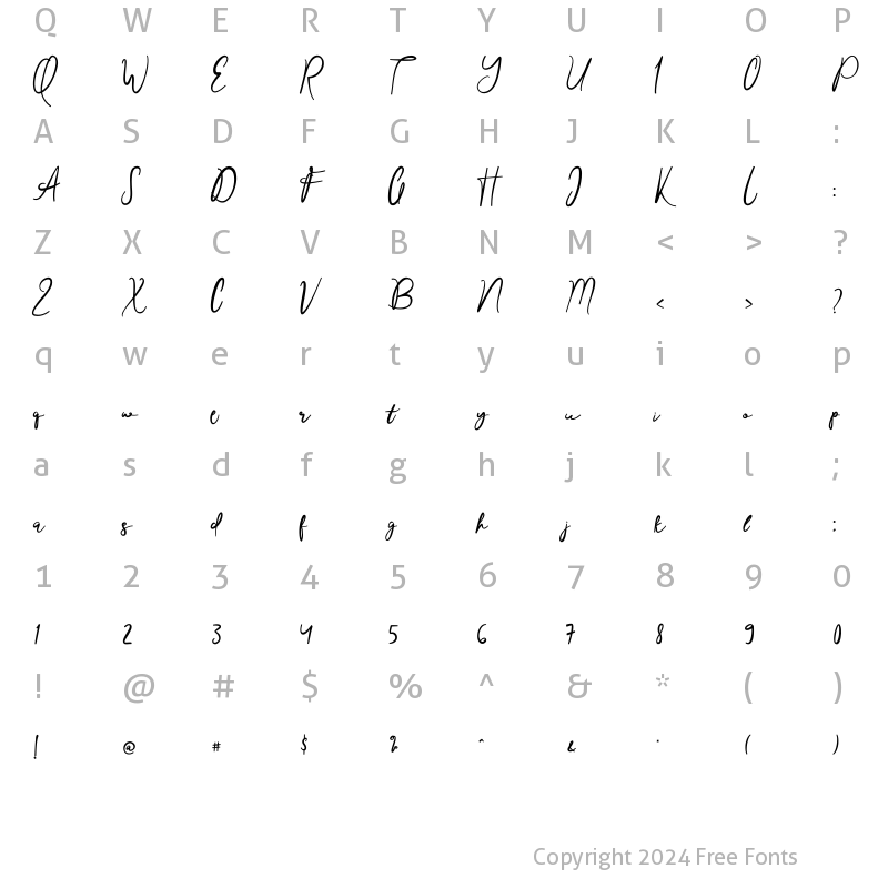 Character Map of Jamelah Regular