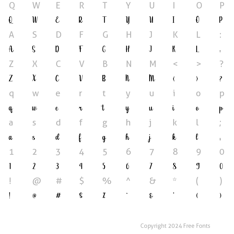 Character Map of James Ariyale Regular