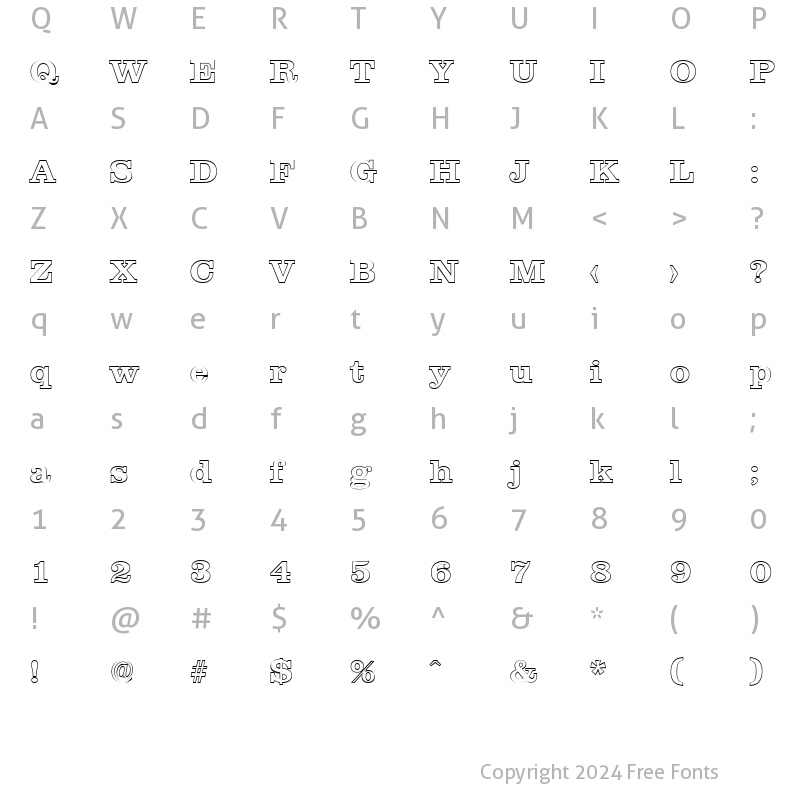 Character Map of JamesBeckerOutline Bold