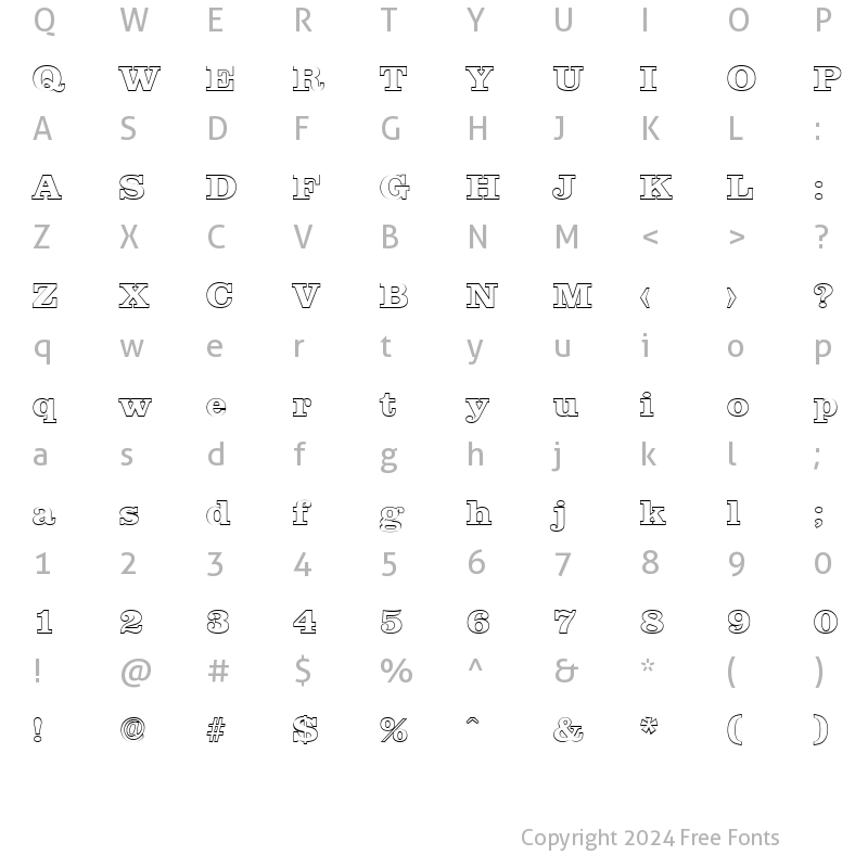 Character Map of JamesBeckerOutline-ExtraBold Regular