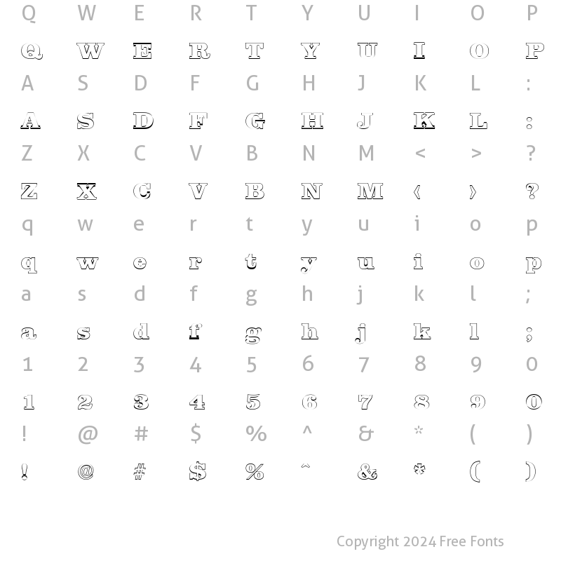 Character Map of JamesBeckerOutline-Heavy Regular