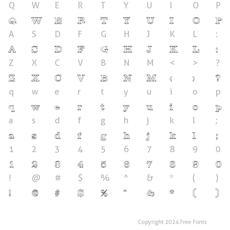 Character Map of JamesBeckerOutline Regular