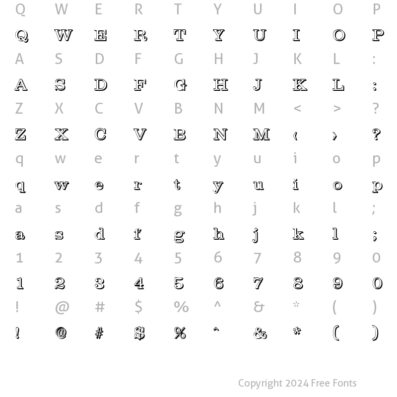 Character Map of JamesBeckerShadow-Light Regular