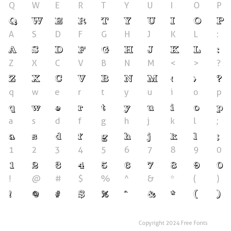 Character Map of JamesBeckerShadow-Medium Regular