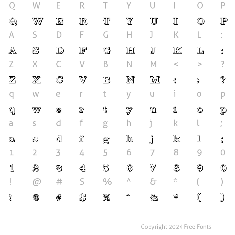 Character Map of JamesBeckerShadow Regular