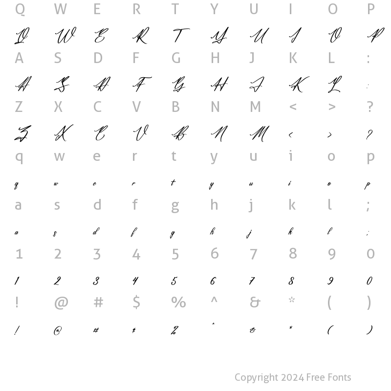 Character Map of Jamesttedy Signature Italic