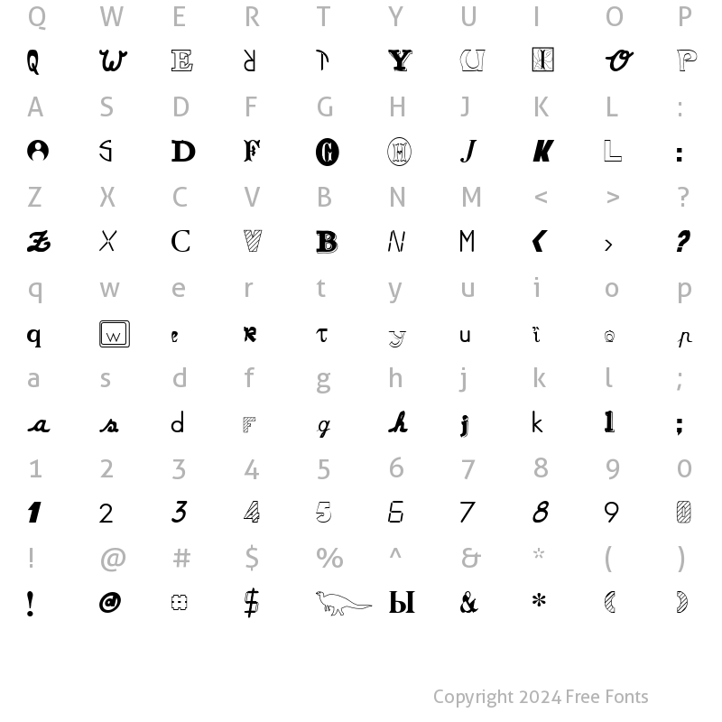 Character Map of Jamie 1 Regular