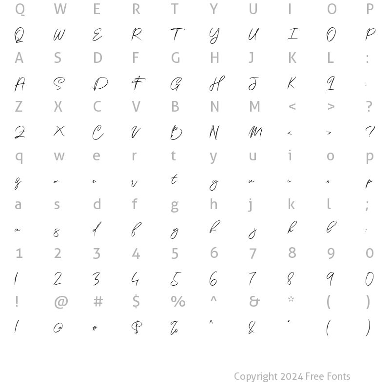 Character Map of Jaming Regular