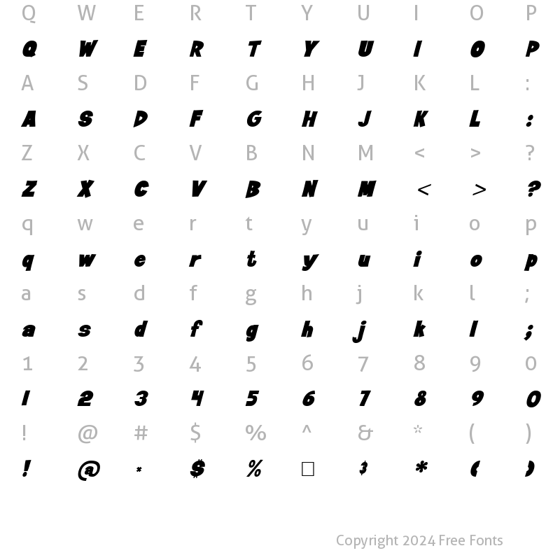 Character Map of Jan Brady Italic