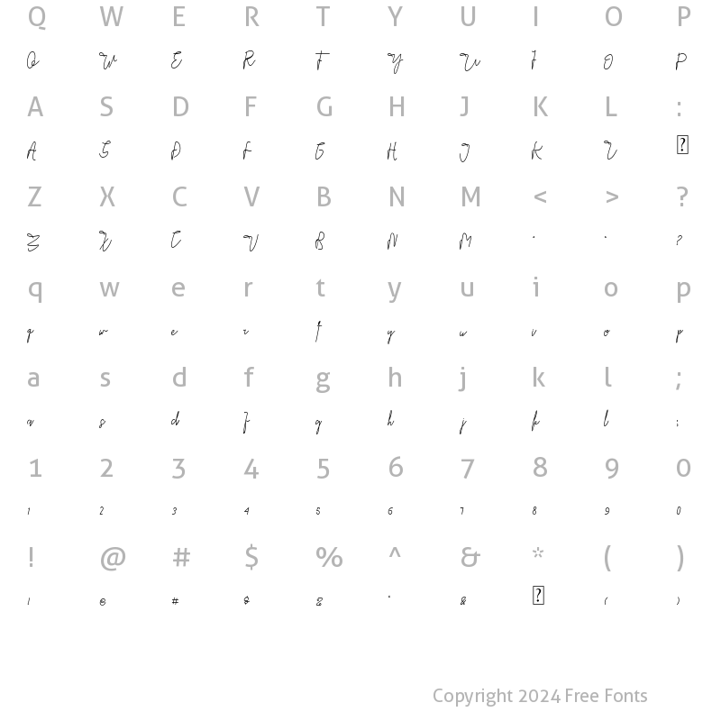 Character Map of Jan Ethes Regular