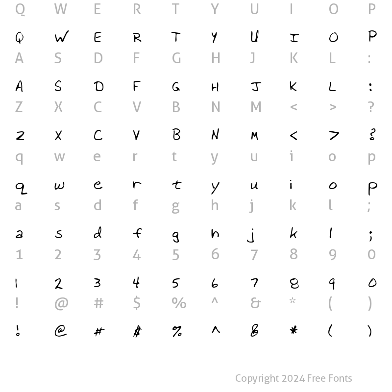 Character Map of JanicesHand Regular