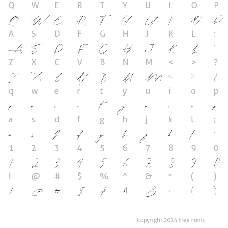 Character Map of Janifera Regular