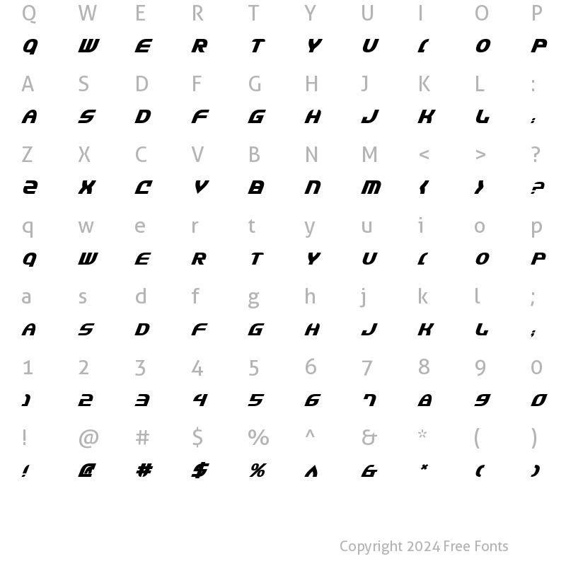 Character Map of Jannisaries Bold Italic Bold Italic