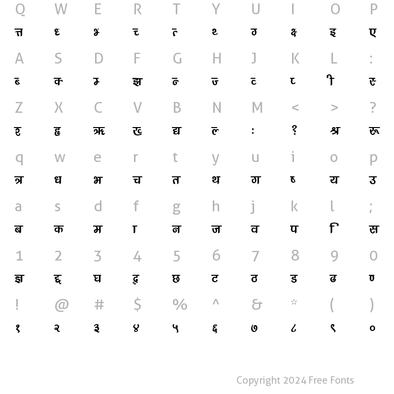 Character Map of Janpath Tole 2 Regular