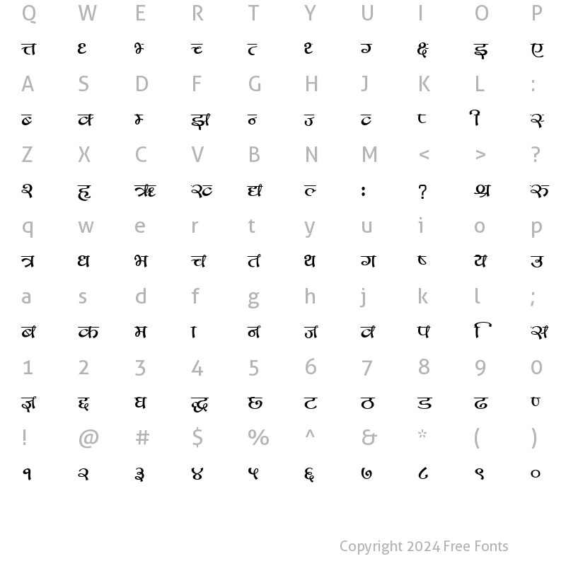 Character Map of Janpath Tole 3 Regular