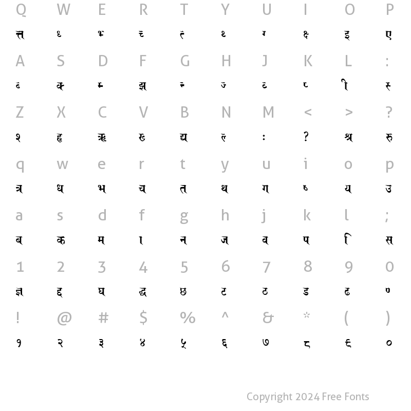 Character Map of Janpath Tole 4 Regular