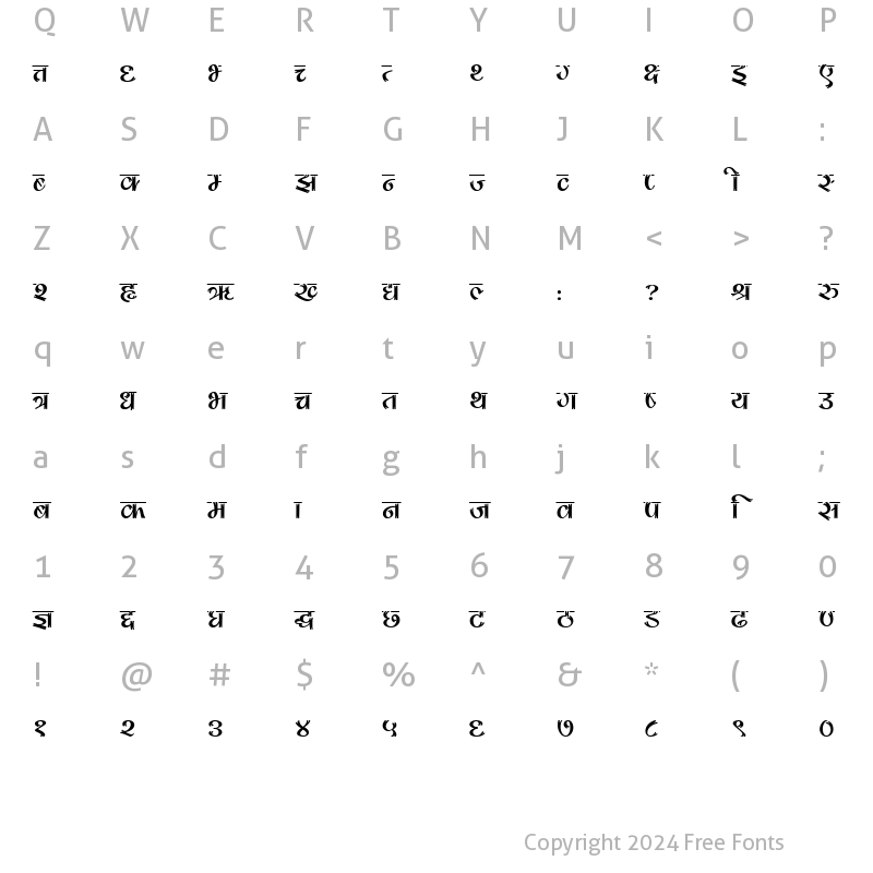 Character Map of Janpath Tole Regular Regular