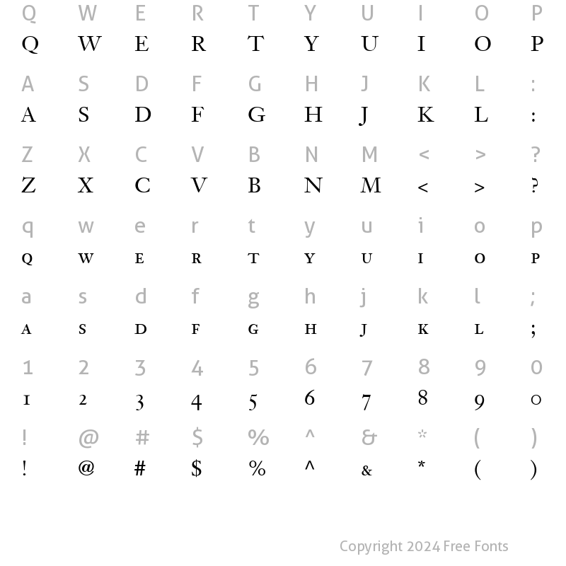 Character Map of Janson OldStyle SSi Small Caps