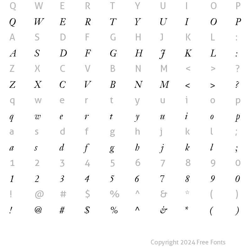 Character Map of JansonSSK Italic