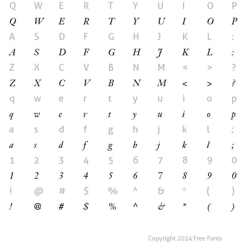 Character Map of JansonText LT Italic