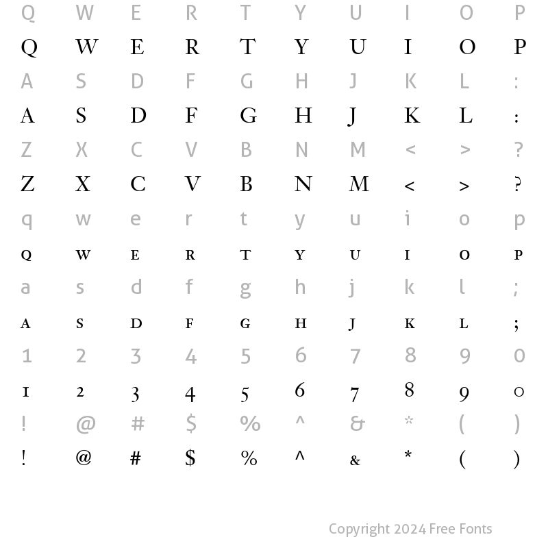 Character Map of JansonText RomanSC Regular