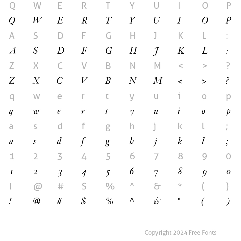 Character Map of JansoOSSSK Italic