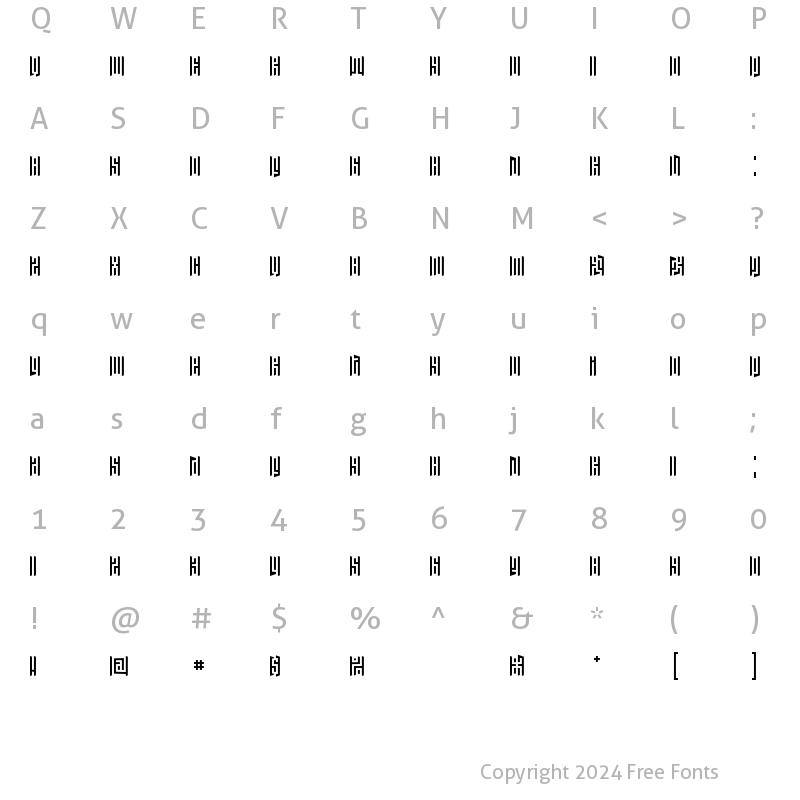 Character Map of Janus Left Regular