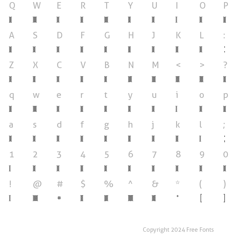 Character Map of Janus Moir Regular