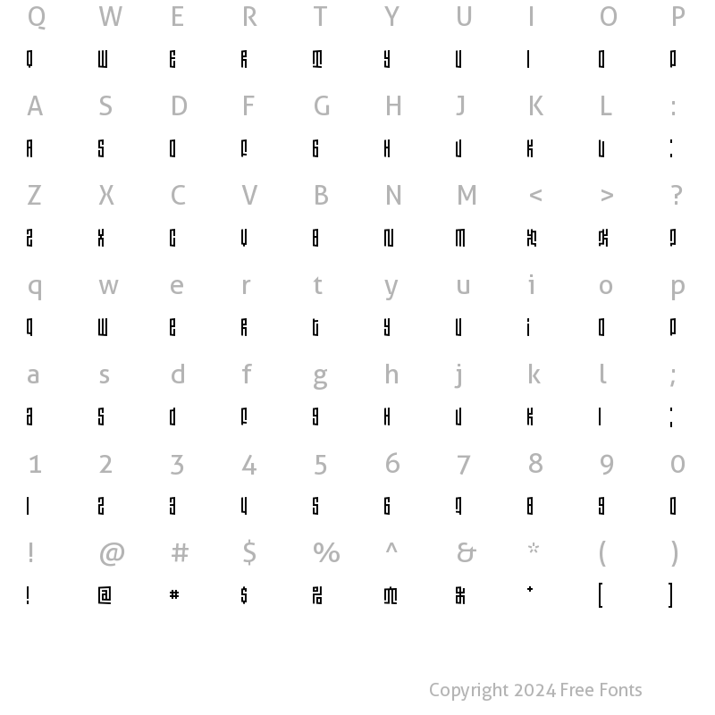 Character Map of Janus PositiveLeft Regular