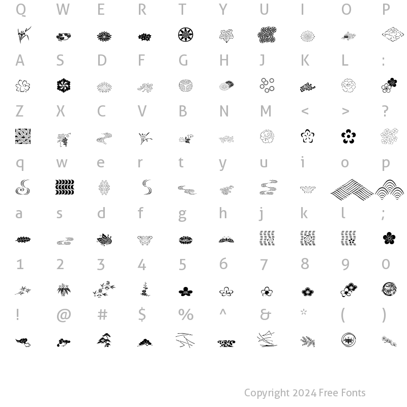 Character Map of JapaneseGardenOrnamentsITC Regular