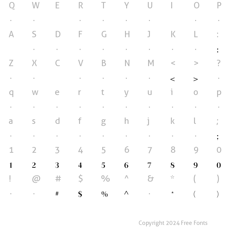 Character Map of JardineBoldTab Regular