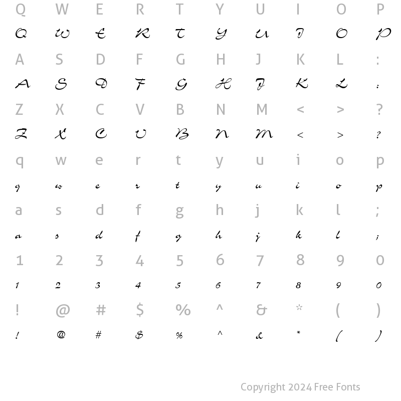 Character Map of Jasmine Regular