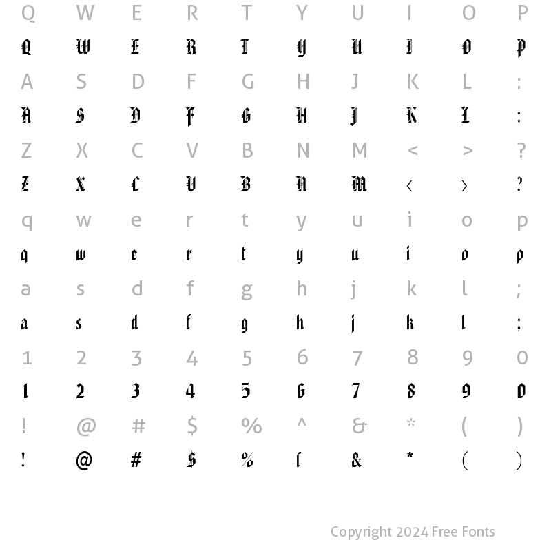 Character Map of JasmineBecker Regular