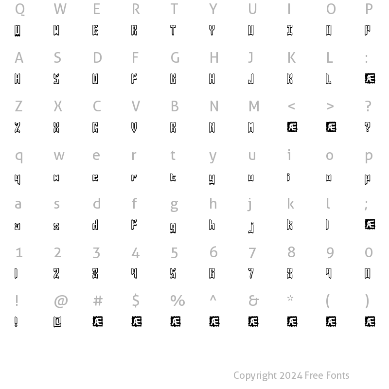 Character Map of Jasper BRK Regular