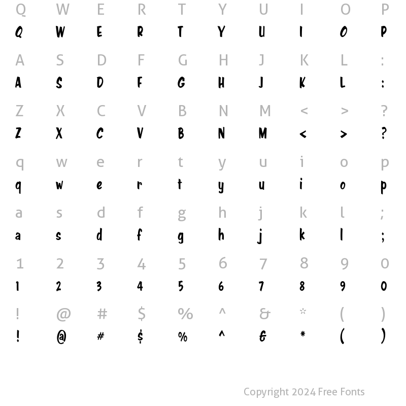 Character Map of Java Jive Condensed Regular