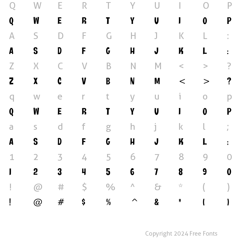 Character Map of Java Kick BTN Cond Regular