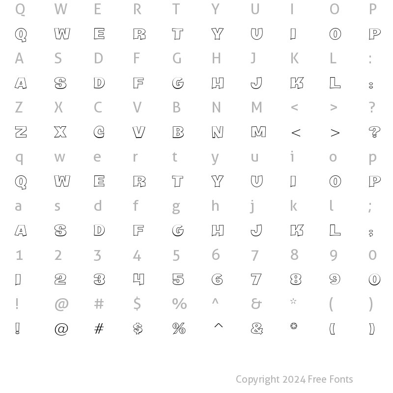 Character Map of Java Kick BTN Ext Out Regular