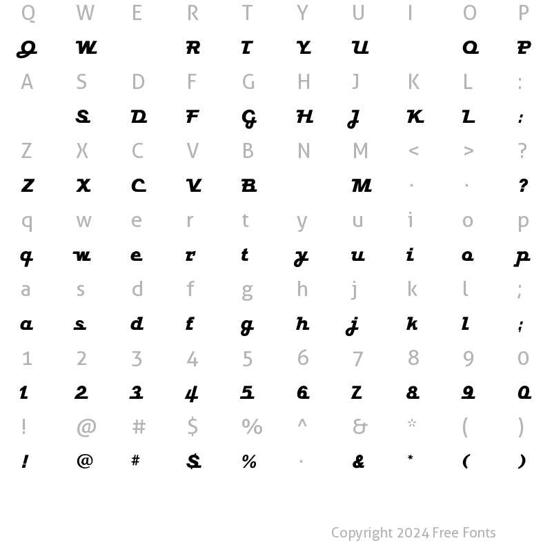 Character Map of JavelinExtraBold Regular