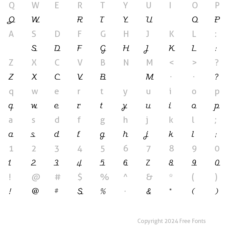 Character Map of JavelinMedium Regular