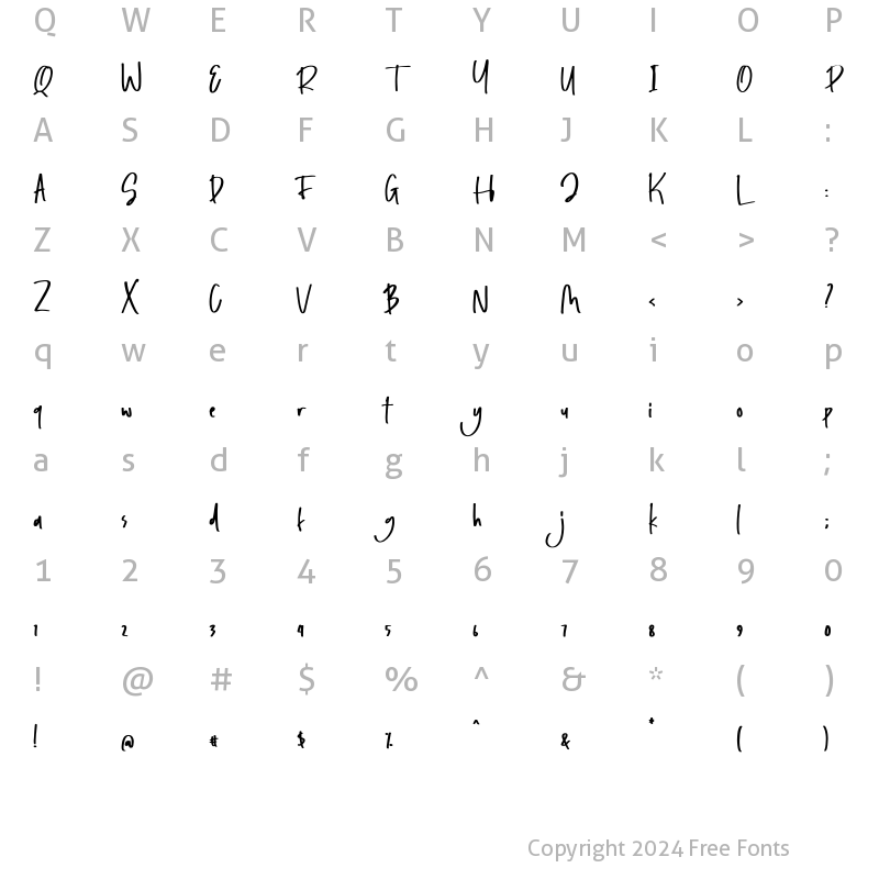 Character Map of Jayden Regular