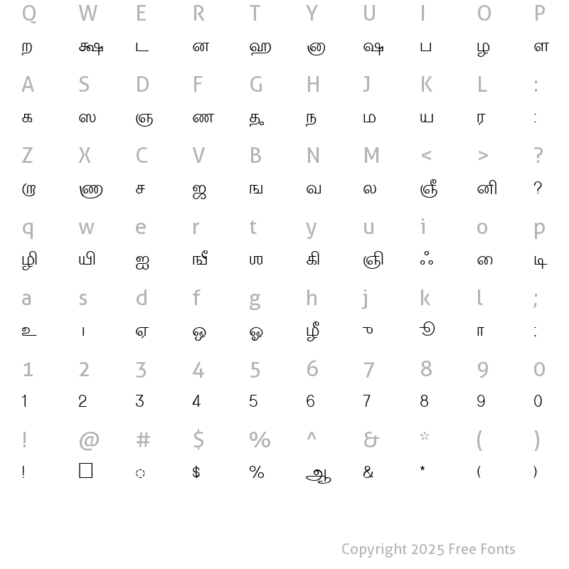 Character Map of JAYLALITA NormalA